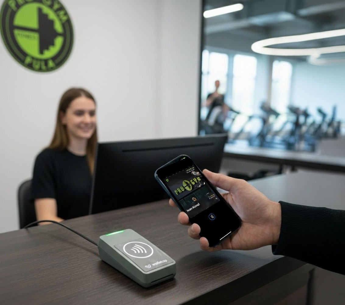 VTAP NFC reader at Pro-Gym reception
