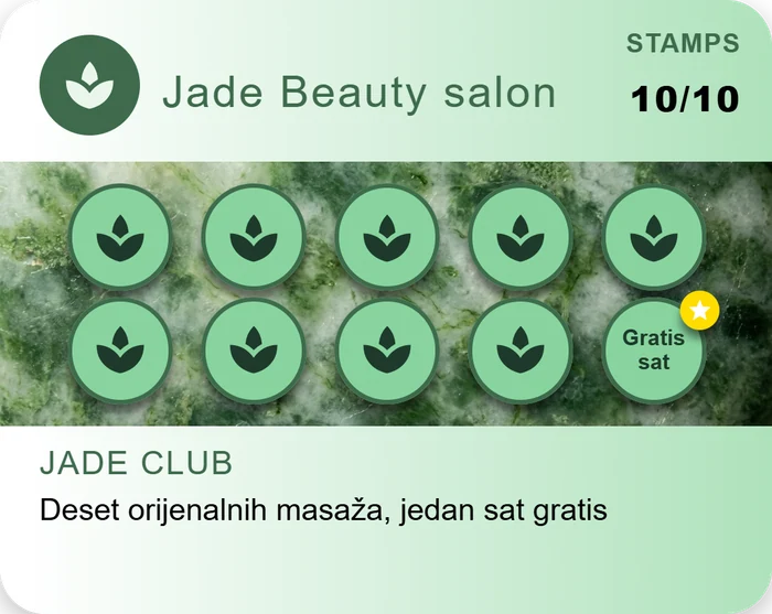 Predložak loyalty kartice - Jade Beauty salon