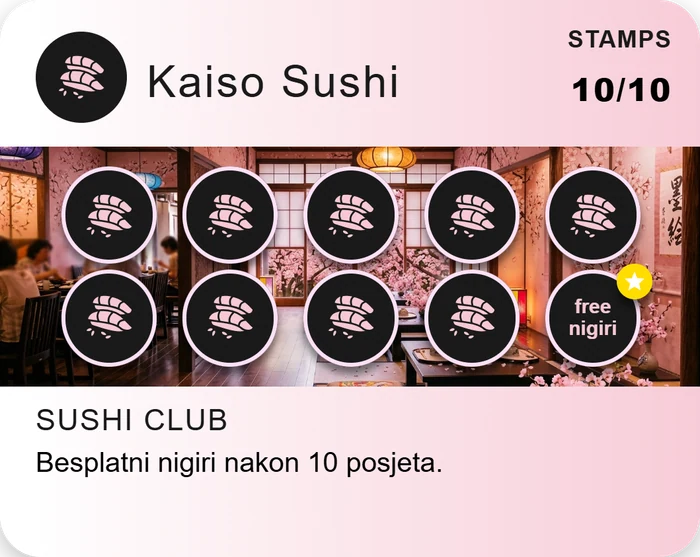 Predložak loyalty kartice - Kaiso Sushi