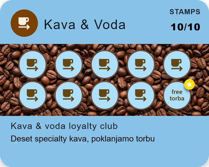 Predložak loyalty kartice - Kava & Voda