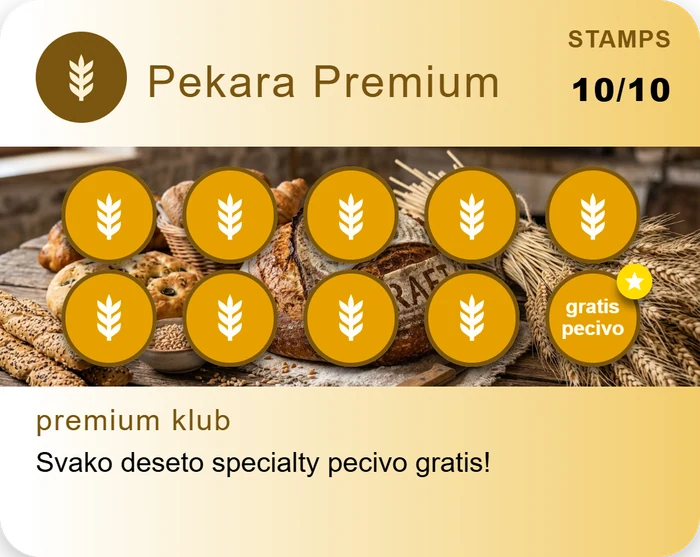 Predložak loyalty kartice - Pekara Premium