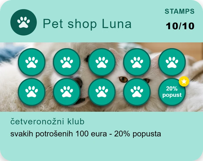 Predložak loyalty kartice - Pet shop Luna
