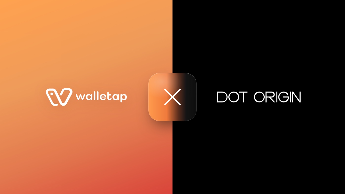 Die Logos von Walletap und Dot Origin, dazwischen das Zeichen ×